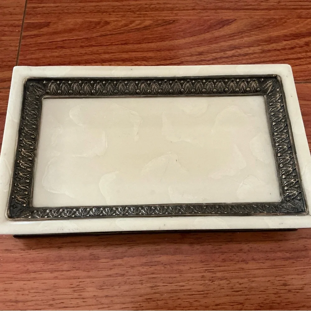 Elegant Cream and Silver Bath Tray